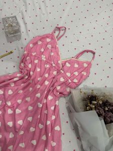Cute Pink Heart Print Nightgown