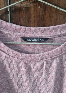 Pink Textured Tie-Side Tunic Top