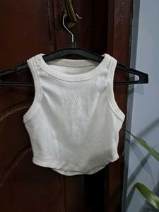 White Ribbed Tank Top