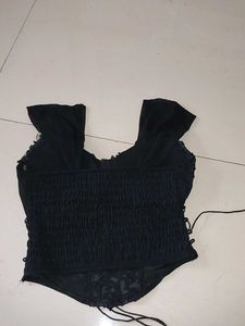 New Elegant Black Lace Corset Top