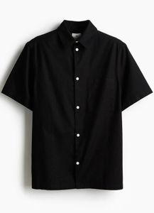 H&M Black Short Sleeve Button-Up Shirt