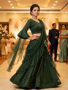 Stunning Emerald Green Lehenga Set