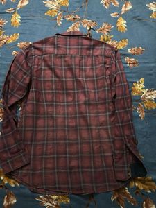 Men's Burgundy Plaid Flannel Shirt