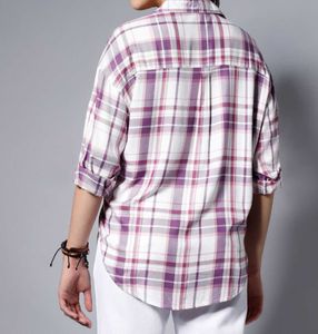Purple Plaid Button-Up Shirt