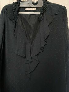 Zara Chic Black Ruffled Mini Dress