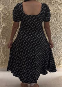 Black Long Ikkat Dress – Elegant Ethnic Maxi
