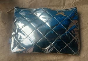Shiny Silver Quilted Pouch