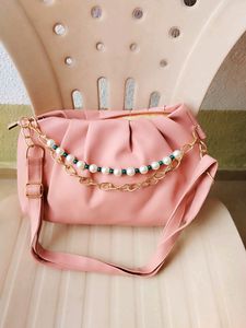 Pink Pearl Chain Shoulder Bag