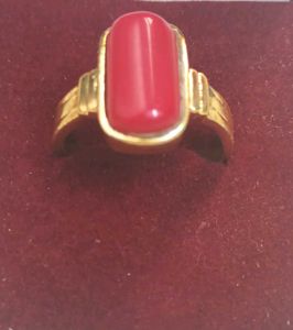 Coral Gemstone Gold Ring