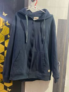 Roadster Navy Blue Zip-Up Hoodie