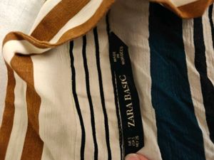 Zara Striped Oversized Shirt Dress with Belt