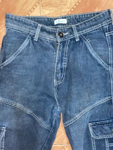 Blue Denim Cargo Pants