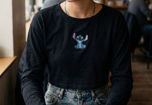 Cute Stitch Embroidered Long Sleeve Top