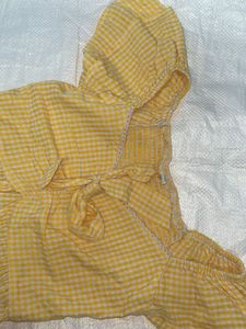 Yellow Gingham Peplum Top