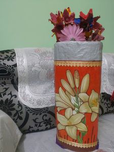 Handmade Papier Mache Vase And Handmade Paper Flowers