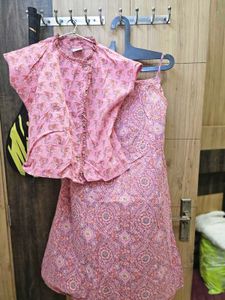 Pink Printed Skirt top Set