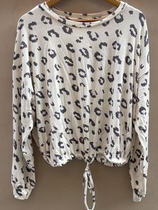 Leopard Print Drawstring Top