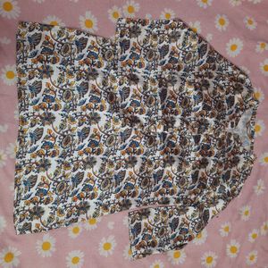 Traditional Boho-floral print long-sleeved sh