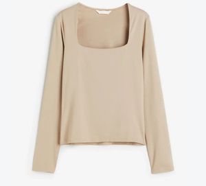 H&amp;M Women's Beige Long Sleeve Top