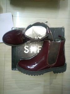 Burgundy Slip-On Almond Toe Boots