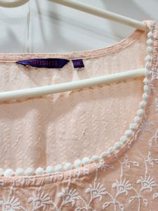 New Peach Lakhnavi Embroided Kurti