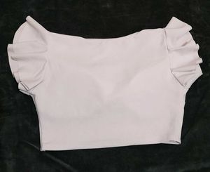 White Ruffle Sleeve Crop Top
