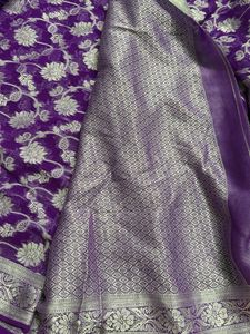 Elegant Purple Georgette Saree with Silver Weave