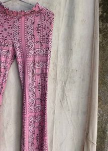 Pink Bandana Print Flare Pants