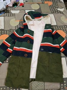 StripedWinter jacket short and sweater fre