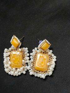 Elegant Yellow Stone Earrings