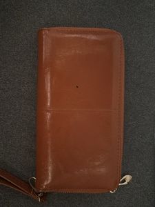 Brown Leather Wallet with Wrist Strap