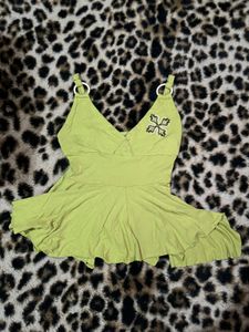 Lime Green Ruffle Hem Top