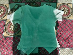 off white  Ruched Blouse with Floral Accent