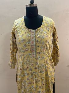 Yellow Floral Print Kurta