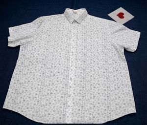 New Men's White Printed Casual Shirt