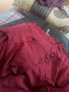 Elegant Red Embellished Top