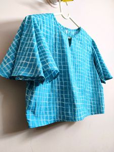 🔥Buy1get1🔥women's Light blue checkered crop top