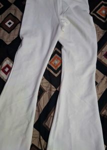 Chic White Wide-Leg Pants( boot cut pants)