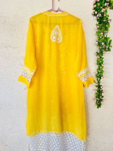 Vibrant Yellow Chikankari Kurta