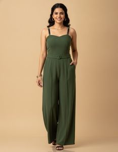 Women's Green Jumpsuit with Belt