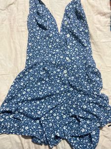 Floral Halter Backless Sundress Romper