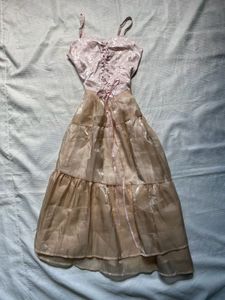 Corset Pink Tiered Midi Dress
