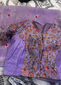 lavender saree with blouse