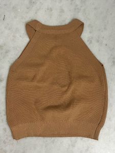 Brown Knit Sleeveless Top