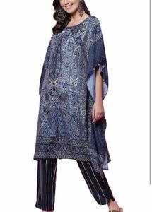BIBA Women Art Silk Kaftan Kurta with Pants