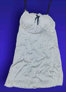 stretchable  White night dress Satin Camisole &amp; Fl