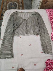 Sheer Mesh Long Sleeve Crop Top