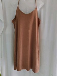 Cozy Brown Spaghetti Strap Dress