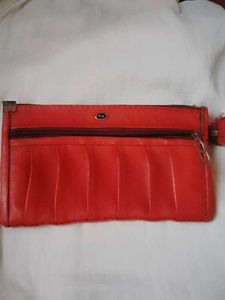 Bright Red Pleated Clutch Bag