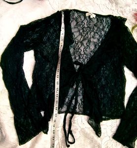 Crochet Ruffle Tie-Front stylish top